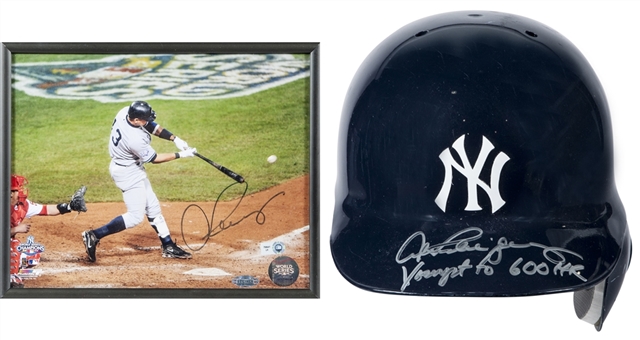 Lot of (2) Alex Rodriguez Autographed Batting Helmet and Framed Photograph (MLB Authenticated & Steiner) 